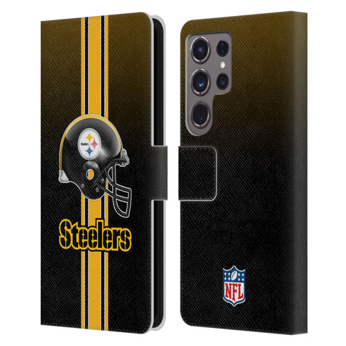 NFL Pittsburgh Steelers Logo Helmet Leather Book Wallet Case Cover For Samsung Galaxy S24 Ultra 5G