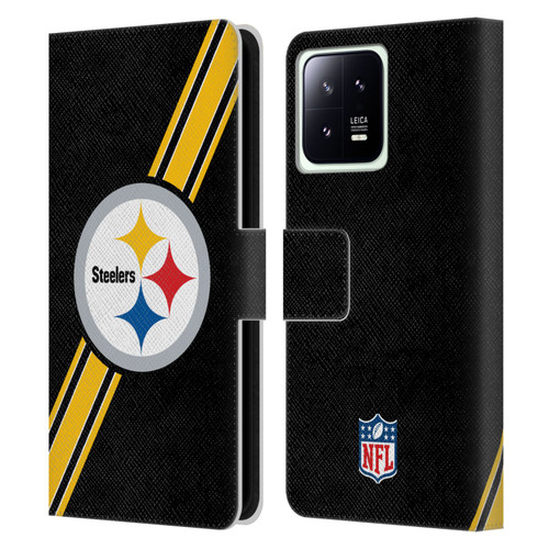 NFL Pittsburgh Steelers Logo Stripes Leather Book Wallet Case Cover For Xiaomi 13 5G