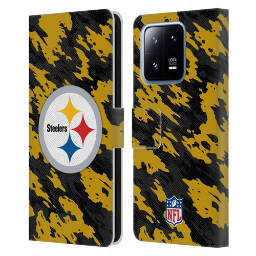 NFL Pittsburgh Steelers Logo Camou Leather Book Wallet Case Cover For Xiaomi 13 Pro 5G