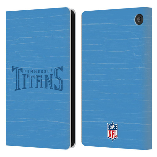 NFL Tennessee Titans Logo Distressed Look Leather Book Wallet Case Cover For Amazon Fire 7 2022