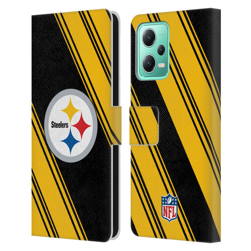 NFL Pittsburgh Steelers Artwork Stripes Leather Book Wallet Case Cover For Xiaomi Redmi Note 12 5G