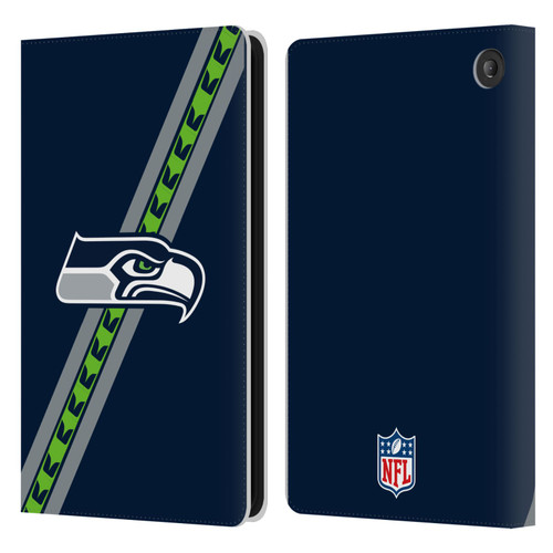 NFL Seattle Seahawks Logo Stripes Leather Book Wallet Case Cover For Amazon Fire 7 2022