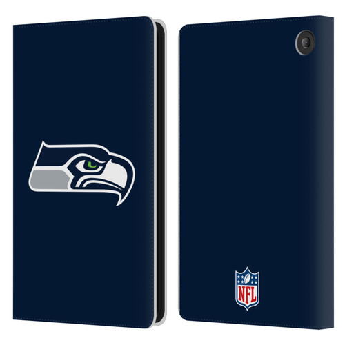 NFL Seattle Seahawks Logo Plain Leather Book Wallet Case Cover For Amazon Fire 7 2022