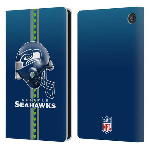 NFL Seattle Seahawks Logo Helmet Leather Book Wallet Case Cover For Amazon Fire 7 2022