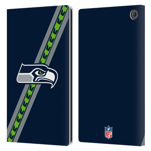 NFL Seattle Seahawks Logo Stripes Leather Book Wallet Case Cover For Amazon Fire Max 11 2023