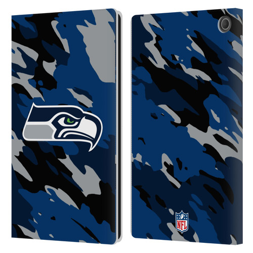 NFL Seattle Seahawks Logo Camou Leather Book Wallet Case Cover For Amazon Fire Max 11 2023