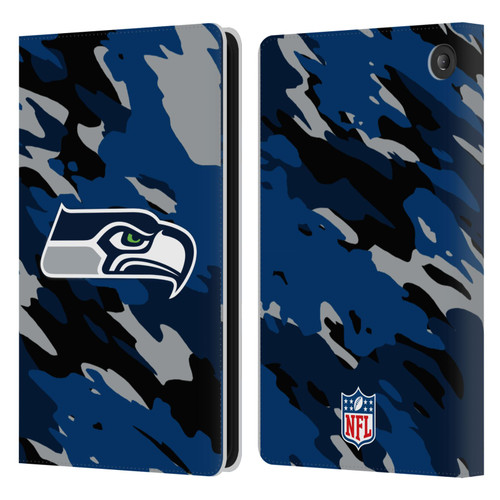 NFL Seattle Seahawks Logo Camou Leather Book Wallet Case Cover For Amazon Fire 7 2022