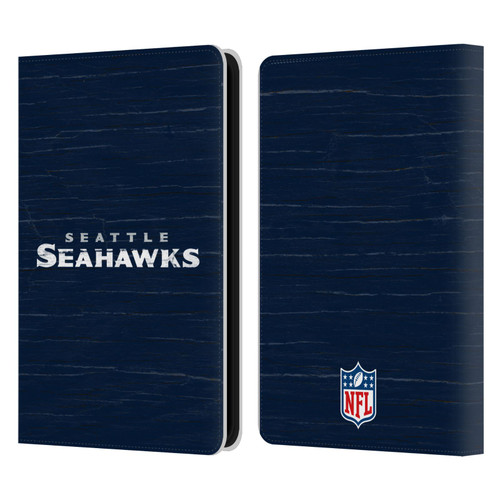NFL Seattle Seahawks Logo Distressed Look Leather Book Wallet Case Cover For Amazon Kindle 11th Gen 6in 2022