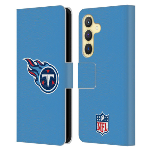 NFL Tennessee Titans Logo Plain Leather Book Wallet Case Cover For Samsung Galaxy S24 5G