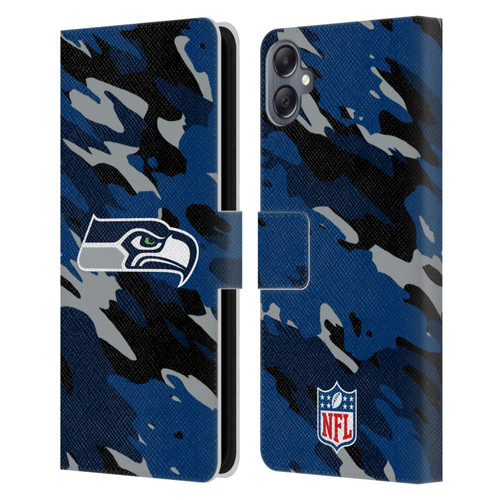 NFL Seattle Seahawks Logo Camou Leather Book Wallet Case Cover For Samsung Galaxy A05