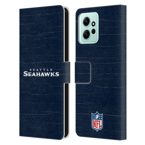 NFL Seattle Seahawks Logo Distressed Look Leather Book Wallet Case Cover For Xiaomi Redmi 12