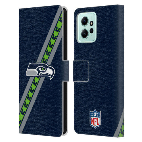 NFL Seattle Seahawks Logo Stripes Leather Book Wallet Case Cover For Xiaomi Redmi 12