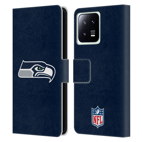 NFL Seattle Seahawks Logo Plain Leather Book Wallet Case Cover For Xiaomi 13 5G