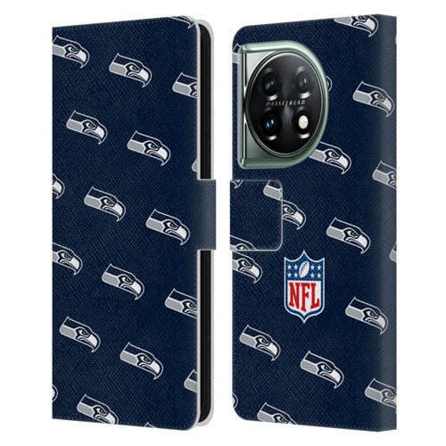 NFL Seattle Seahawks Artwork Patterns Leather Book Wallet Case Cover For OnePlus 11 5G