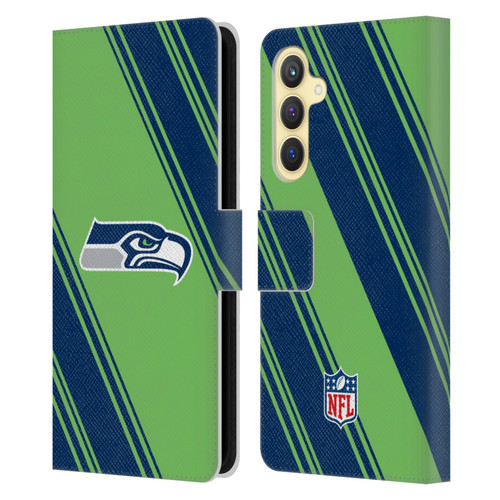 NFL Seattle Seahawks Artwork Stripes Leather Book Wallet Case Cover For Samsung Galaxy S23 FE 5G