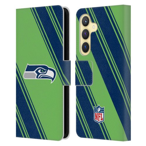 NFL Seattle Seahawks Artwork Stripes Leather Book Wallet Case Cover For Samsung Galaxy S24 5G