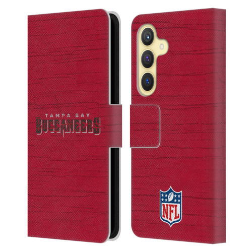 NFL Tampa Bay Buccaneers Logo Distressed Look Leather Book Wallet Case Cover For Samsung Galaxy S24 5G