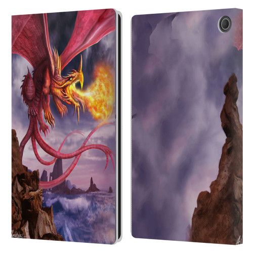 Anthony Christou Art Fire Dragon Leather Book Wallet Case Cover For Amazon Fire Max 11 2023