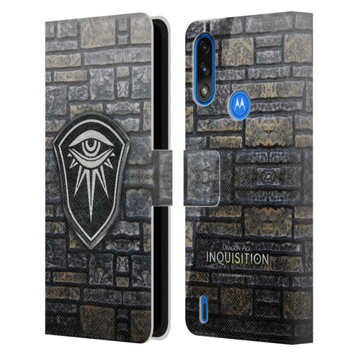 EA Bioware Dragon Age Inquisition Graphics Distressed Crest Leather Book Wallet Case Cover For Motorola Moto E7 Power / Moto E7i Power