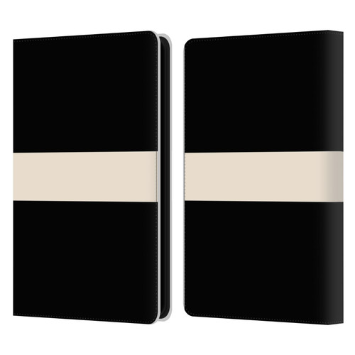 Kierkegaard Design Studio Art Stripe Minimalist Black Cream Leather Book Wallet Case Cover For Amazon Kindle Paperwhite 5 (2021)