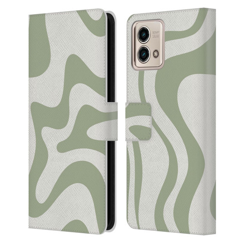 Kierkegaard Design Studio Art Retro Liquid Swirl Sage Green Leather Book Wallet Case Cover For Motorola Moto G Stylus 5G 2023