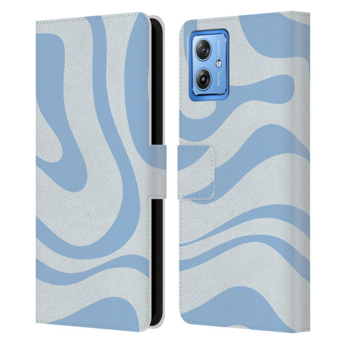 Kierkegaard Design Studio Art Blue Abstract Swirl Pattern Leather Book Wallet Case Cover For Motorola Moto G54 5G