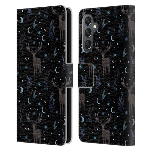 Episodic Drawing Art Winter Deer Pattern Leather Book Wallet Case Cover For Samsung Galaxy A25 5G