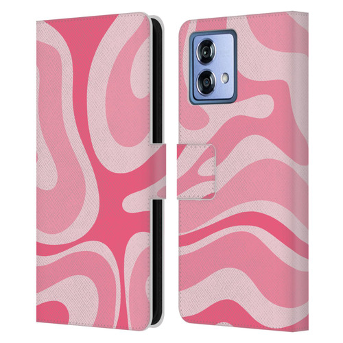 Kierkegaard Design Studio Art Modern Liquid Swirl Candy Pink Leather Book Wallet Case Cover For Motorola Moto G84 5G