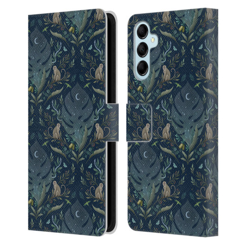 Episodic Drawing Art Monkey Tropical Light Pattern Leather Book Wallet Case Cover For Samsung Galaxy M14 5G