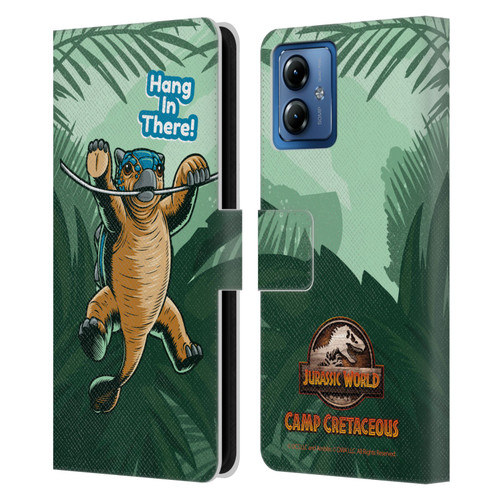 Jurassic World: Camp Cretaceous Character Art Hang In There Leather Book Wallet Case Cover For Motorola Moto G14