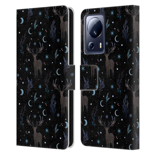 Episodic Drawing Art Winter Deer Pattern Leather Book Wallet Case Cover For Xiaomi 13 Lite 5G