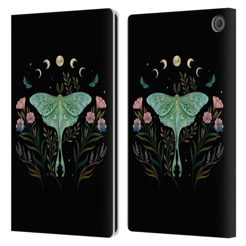 Episodic Drawing Illustration Animals Moth and Flowers Leather Book Wallet Case Cover For Amazon Fire Max 11 2023