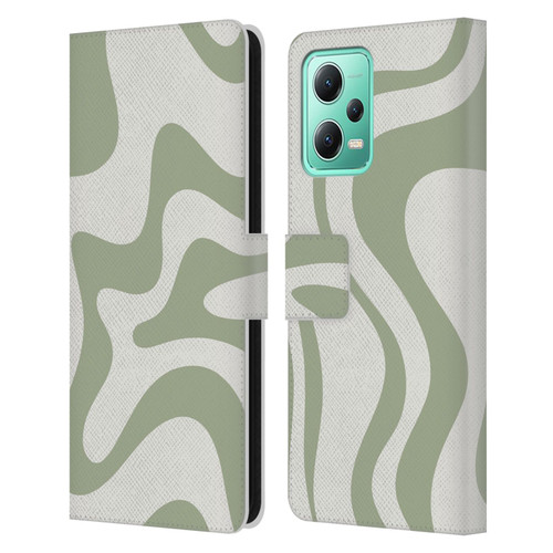 Kierkegaard Design Studio Art Retro Liquid Swirl Sage Green Leather Book Wallet Case Cover For Xiaomi Redmi Note 12 5G