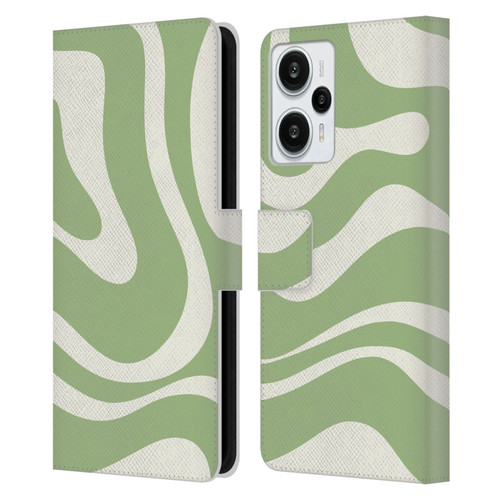 Kierkegaard Design Studio Art Modern Liquid Swirl in Sage Leather Book Wallet Case Cover For Xiaomi Redmi Note 12T