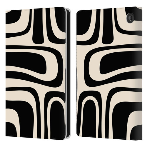 Kierkegaard Design Studio Retro Abstract Patterns Palm Springs Black Cream Leather Book Wallet Case Cover For Amazon Fire 7 2022
