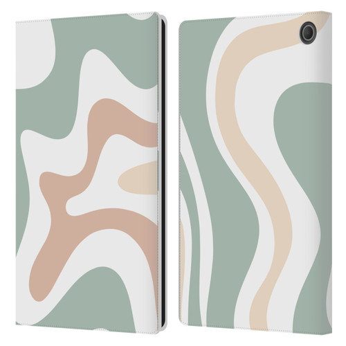 Kierkegaard Design Studio Retro Abstract Patterns Celadon Sage Swirl Leather Book Wallet Case Cover For Amazon Fire Max 11 2023