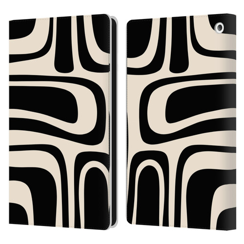 Kierkegaard Design Studio Retro Abstract Patterns Palm Springs Black Cream Leather Book Wallet Case Cover For Amazon Fire HD 8/Fire HD 8 Plus 2020