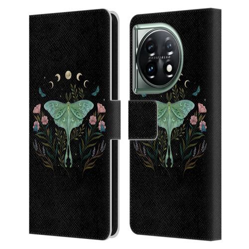 Episodic Drawing Illustration Animals Moth and Flowers Leather Book Wallet Case Cover For OnePlus 11 5G