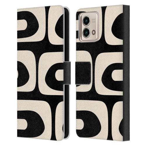 Kierkegaard Design Studio Retro Abstract Patterns Modern Piquet Black Cream Leather Book Wallet Case Cover For Motorola Moto G Stylus 5G 2023