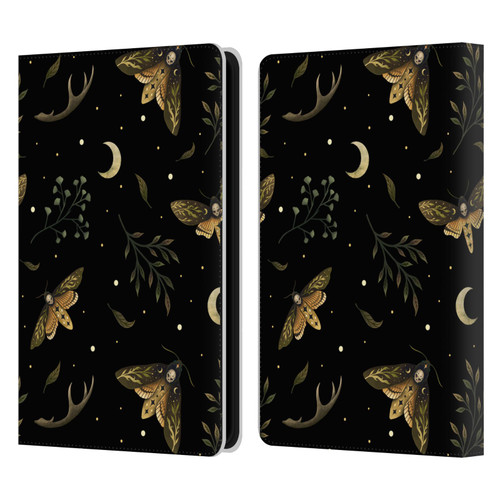 Episodic Drawing Pattern Death Head Moth Leather Book Wallet Case Cover For Amazon Kindle Paperwhite 5 (2021)