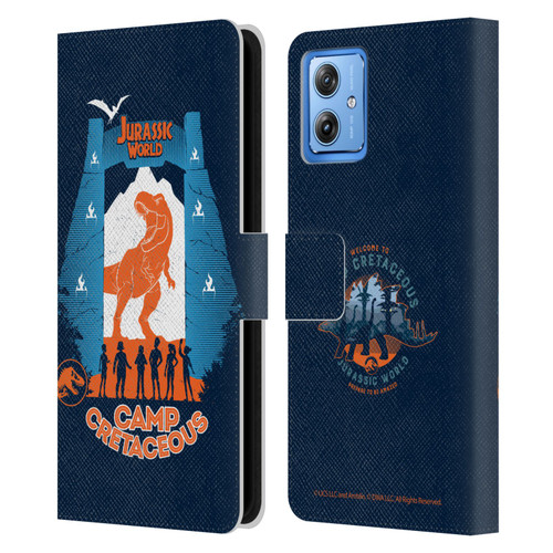 Jurassic World: Camp Cretaceous Dinosaur Graphics Silhouette Leather Book Wallet Case Cover For Motorola Moto G54 5G