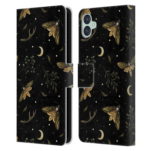 Episodic Drawing Pattern Death Head Moth Leather Book Wallet Case Cover For Samsung Galaxy M04 5G / A04e