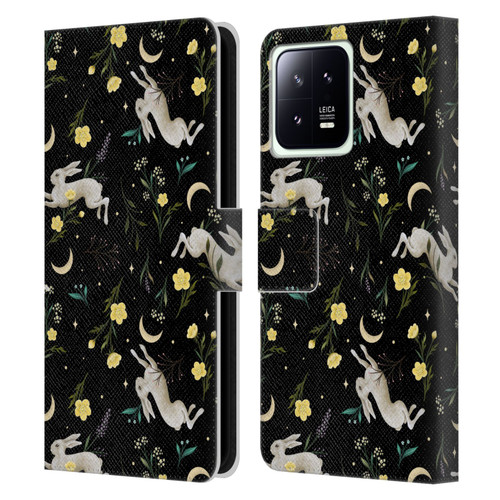 Episodic Drawing Pattern Bunny Night Leather Book Wallet Case Cover For Xiaomi 13 5G