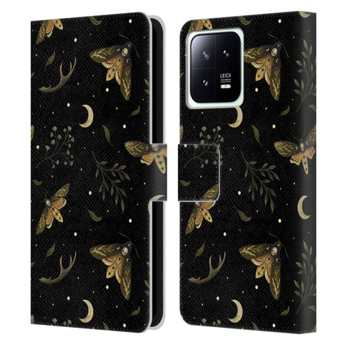 Episodic Drawing Pattern Death Head Moth Leather Book Wallet Case Cover For Xiaomi 13 5G