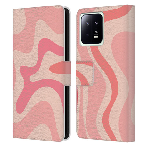 Kierkegaard Design Studio Retro Abstract Patterns Soft Pink Liquid Swirl Leather Book Wallet Case Cover For Xiaomi 13 5G