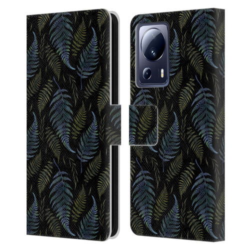 Episodic Drawing Pattern Leaves Leather Book Wallet Case Cover For Xiaomi 13 Lite 5G