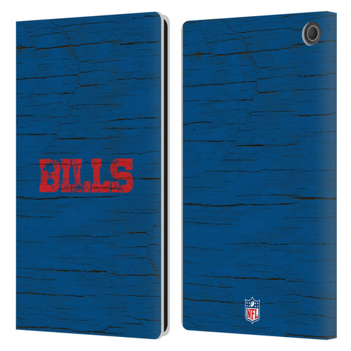 NFL Buffalo Bills Logo Distressed Look Leather Book Wallet Case Cover For Amazon Fire Max 11 2023