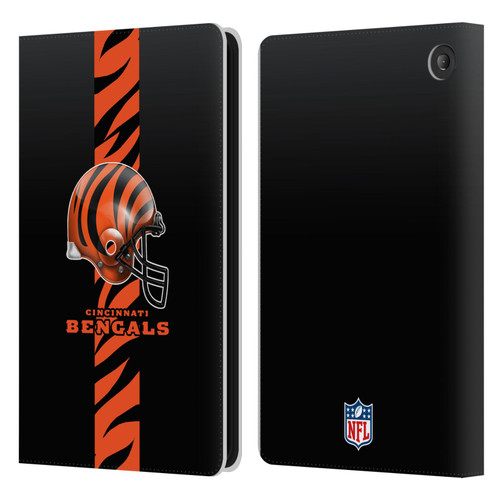 NFL Cincinnati Bengals Logo Helmet Leather Book Wallet Case Cover For Amazon Fire 7 2022