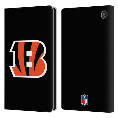 NFL Cincinnati Bengals Logo Plain Leather Book Wallet Case Cover For Amazon Fire 7 2022