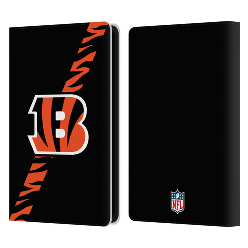 NFL Cincinnati Bengals Logo Stripes Leather Book Wallet Case Cover For Amazon Kindle Paperwhite 5 (2021)